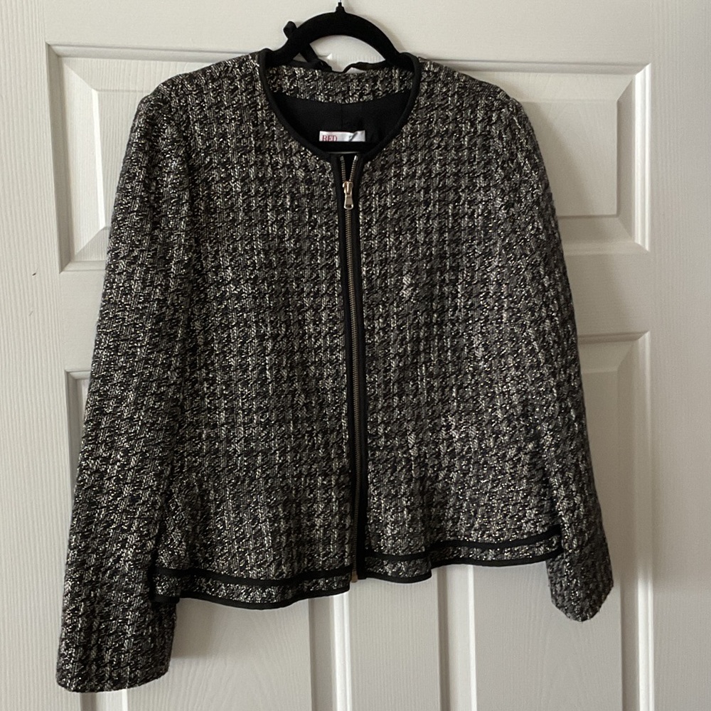 RED Valentino Black and Gray Tweed Blazer
